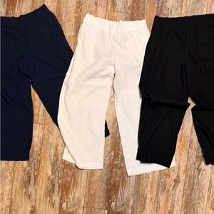 Bundle of THREE Old Navy Women's Wide Leg Pants - Black, White, and Navy